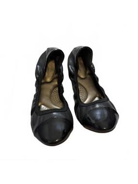 Dexflex Comfort Black Patent Cap Toe Ballet Flats Comfort Shoes 8.5W